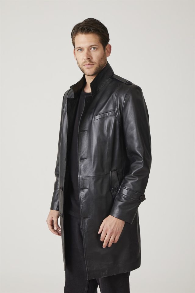 Darryl Black Man Genuine Leather Coat