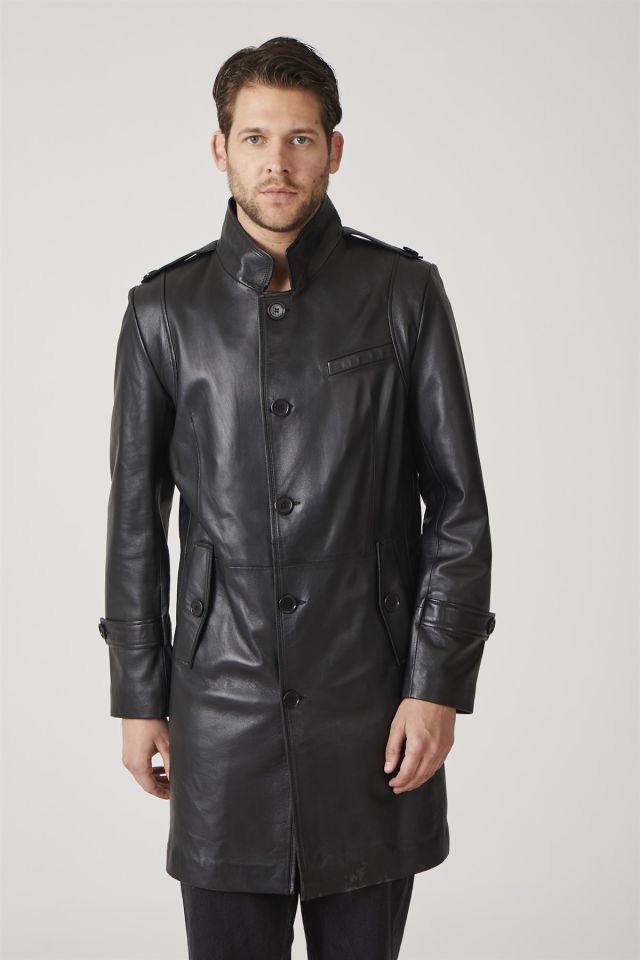 Darryl Black Man Genuine Leather Coat