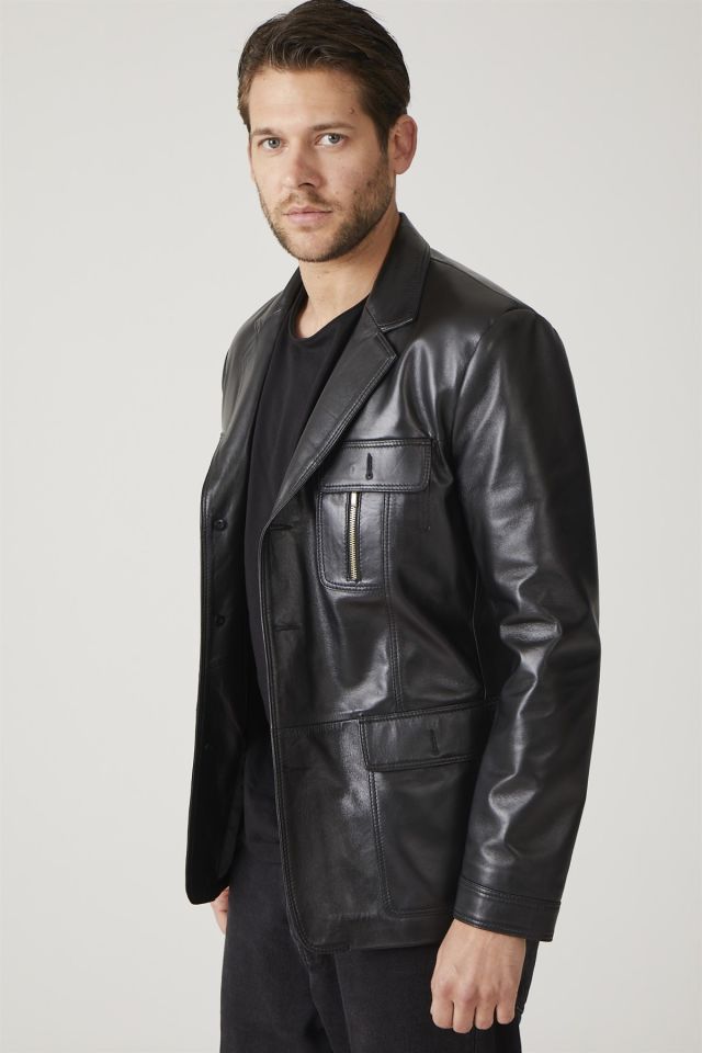 Logan Black Man Genuine Leather Jacket