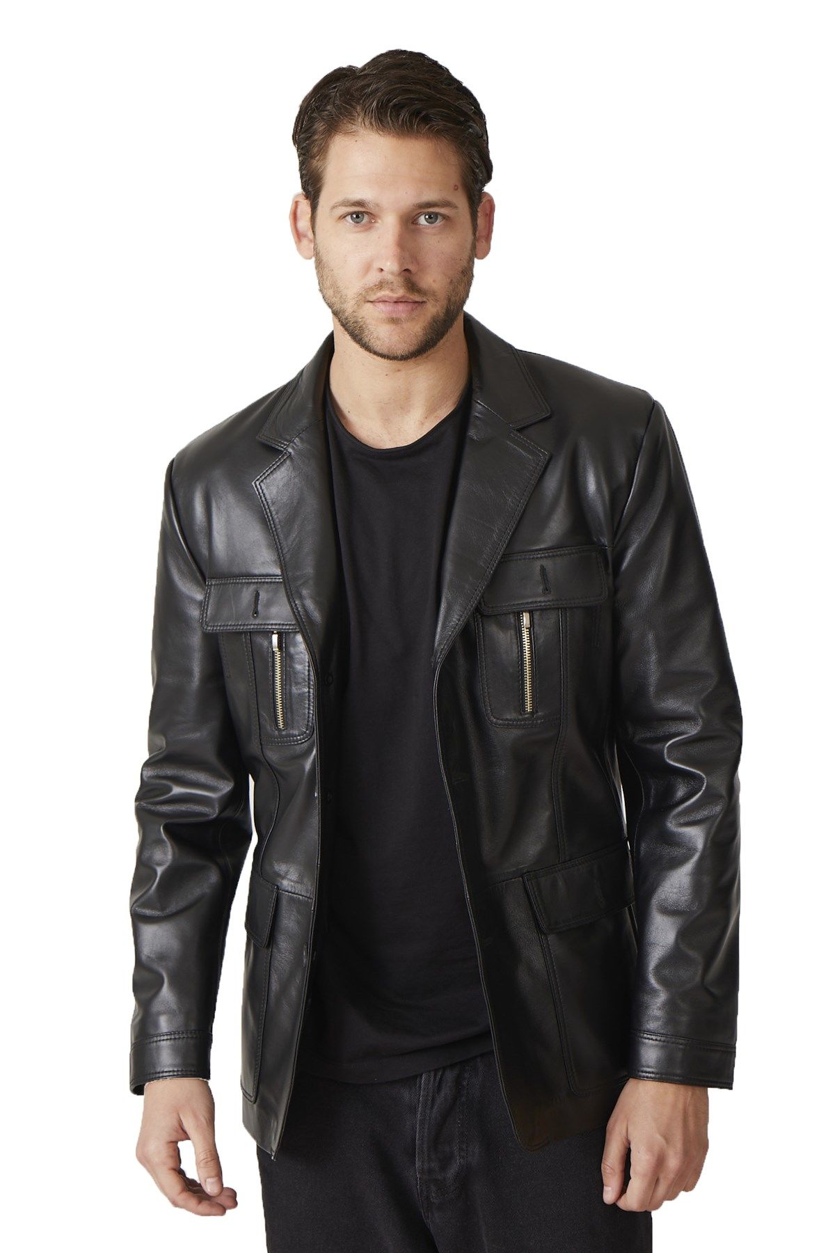 Logan Black Man Genuine Leather Jacket