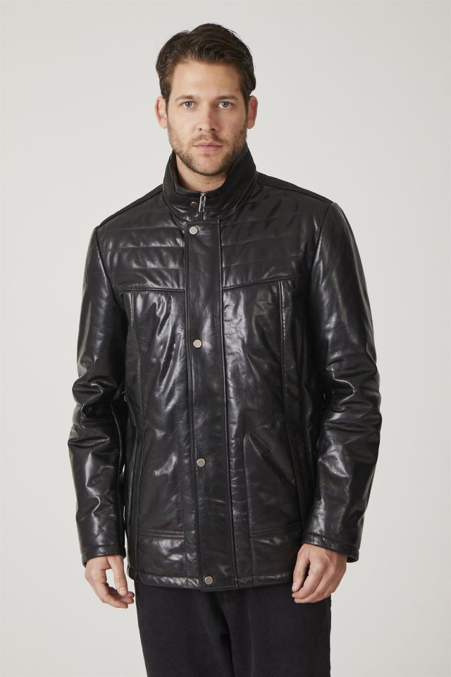 Samuel Black Man Leather Coat