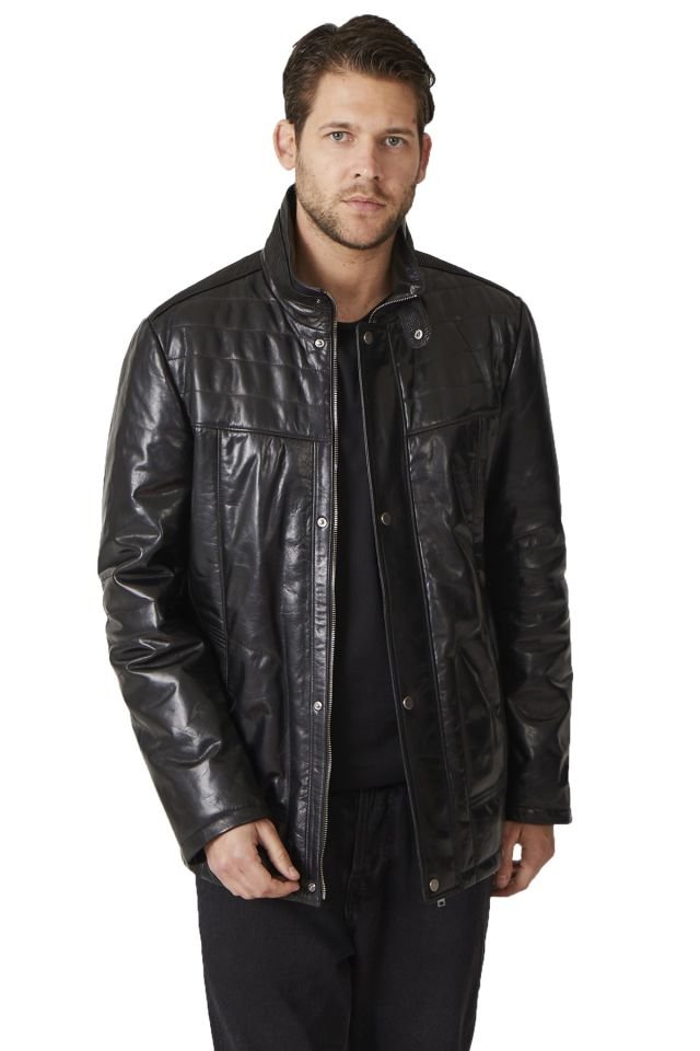 Samuel Black Man Leather Coat