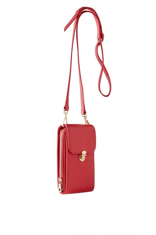 Red  Genuine Leather Woman Shoulder Bag