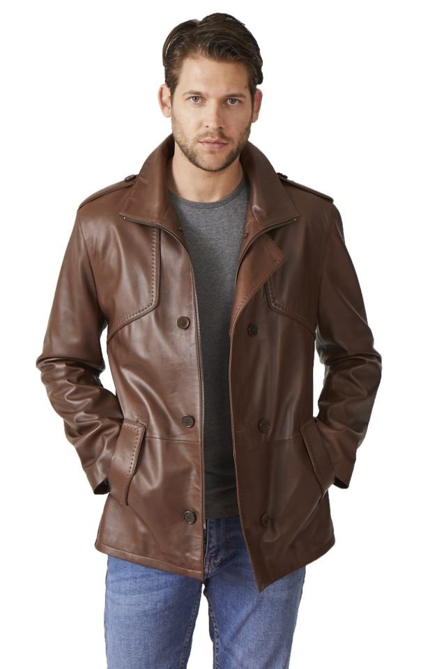 Brown Rory Man Genuine Leather Jacket