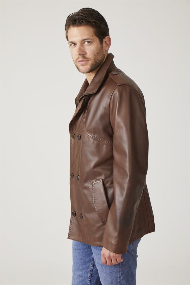 Brown Rory Man Genuine Leather Jacket