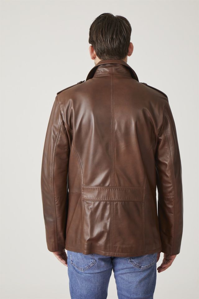 Brown Rory Man Genuine Leather Jacket