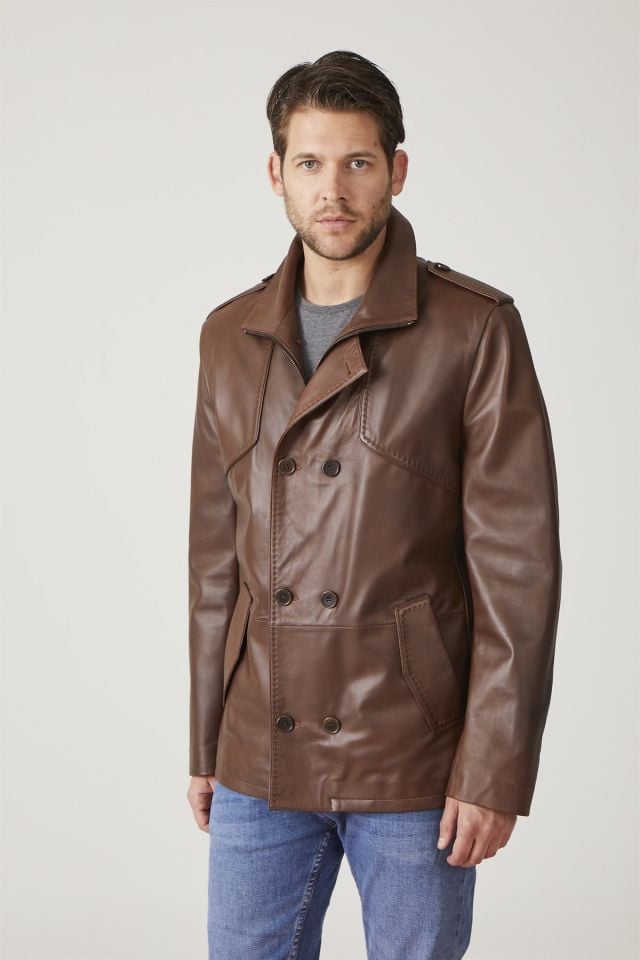 Brown Rory Man Genuine Leather Jacket