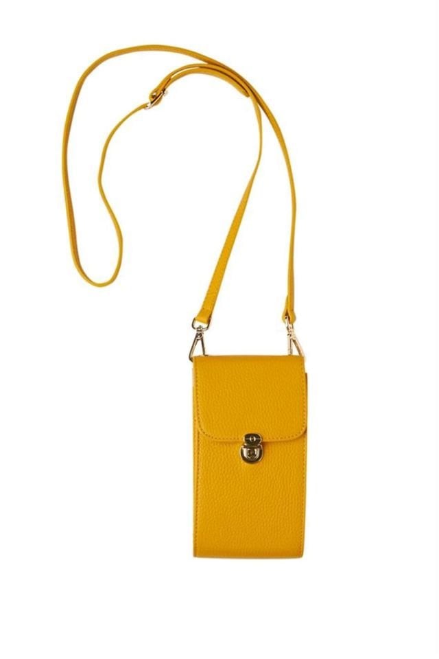 Yellow Genuine Leather Woman Shoulder Bag