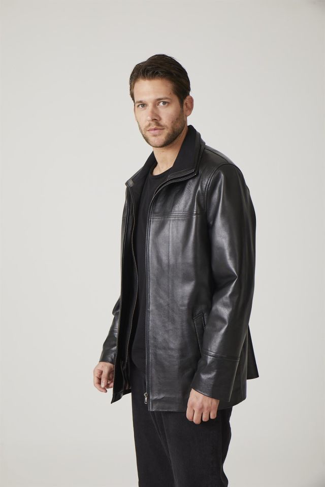Black Sheldon Man Genuine Leather Coat