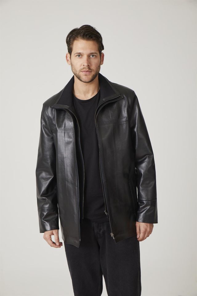 Black Sheldon Man Genuine Leather Coat