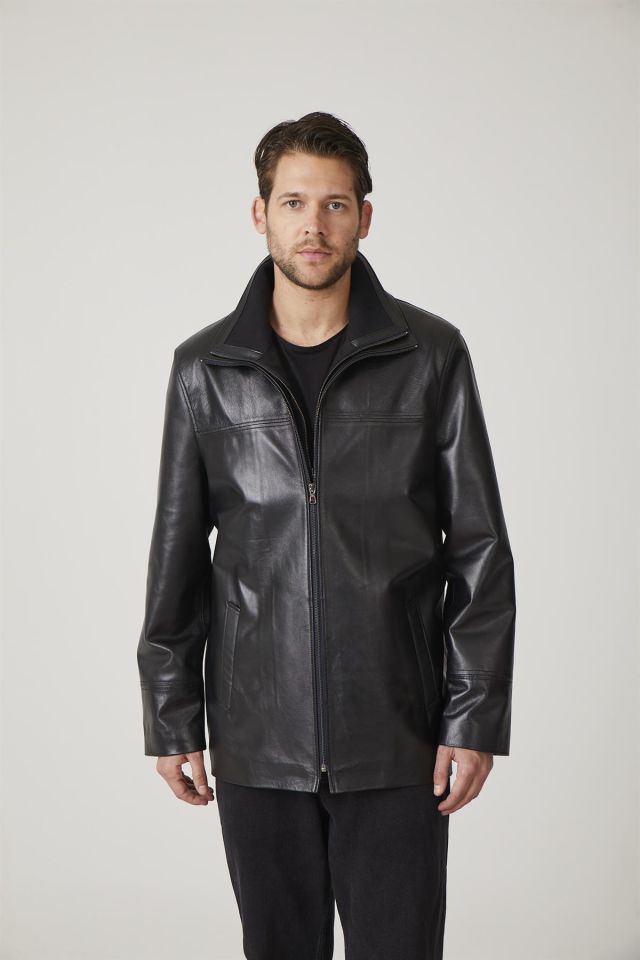 Black Sheldon Man Genuine Leather Coat