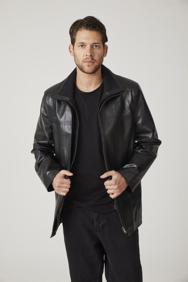 Black Sheldon Man Genuine Leather Coat