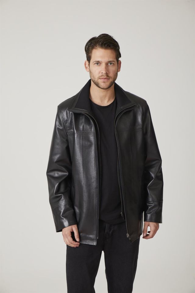 Black Sheldon Man Genuine Leather Coat