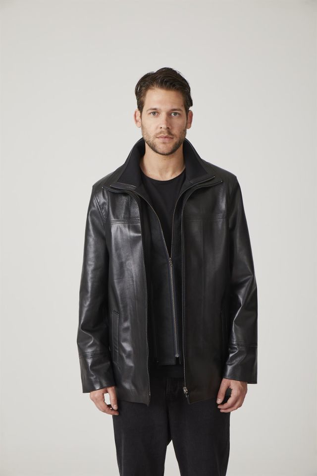 Black Sheldon Man Genuine Leather Coat