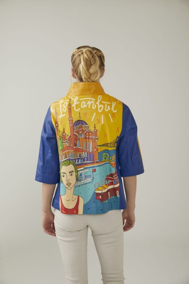 Dubai Printed Woman Genuine Leather Jacket