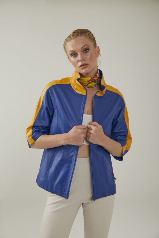 Dubai Printed Woman Genuine Leather Jacket