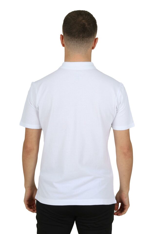 Pique Pamuklu Kamp T-Shirt Beyaz