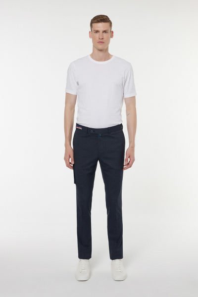 Navy Blue Fabric Trousers 2724-1
