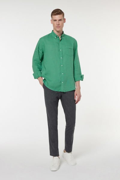 Yeşil Keten Gömlek 255-1