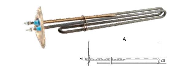 KÜÇÜK ÜÇGEN FLANŞ REZİSTANS 230V - 3000W L : 33 CM