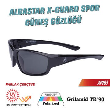 Albastar XP-Guard Spor Güneş Gözlüğü UV400 Polarize MAT SİYAH-FÜME CAM