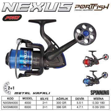 Portfish Nexus Pro 6000 Olta Makinası 2+1bb Metal Kafa