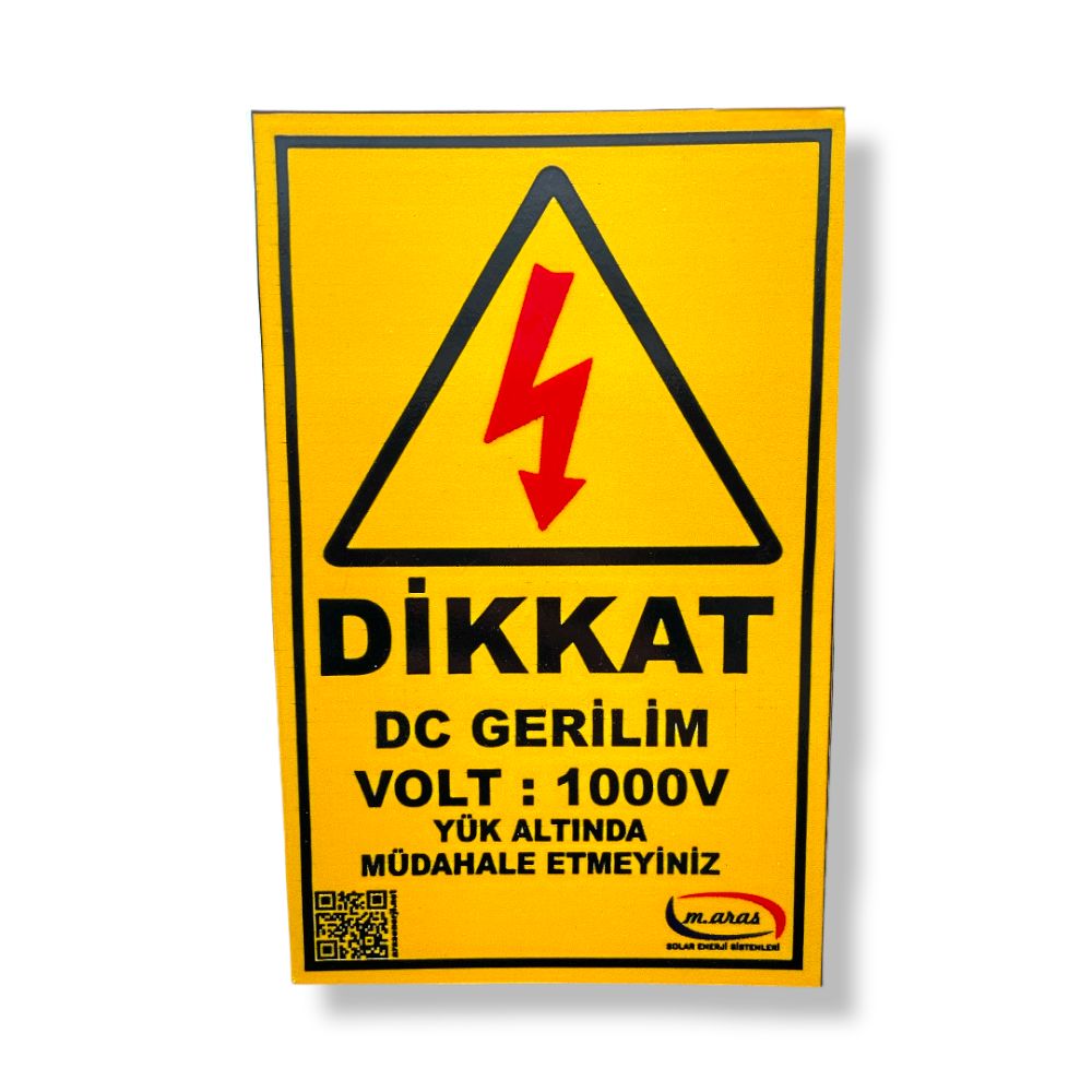 Dc Gerilim 1000V Uyarı Levhası