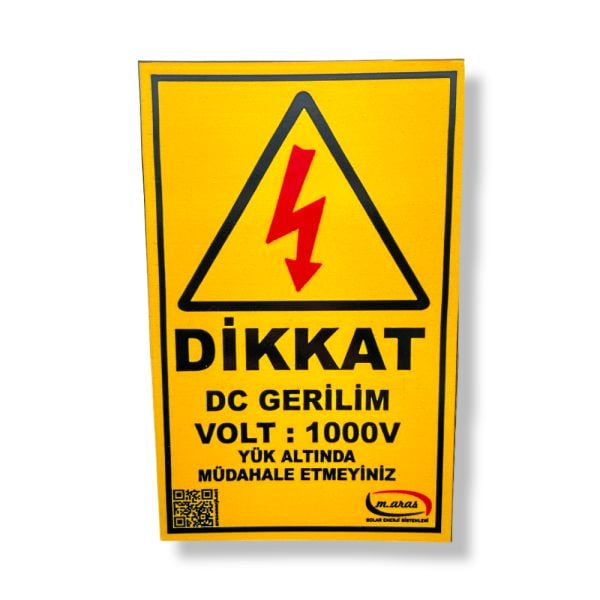 Dc Gerilim 1000V Uyarı Levhası