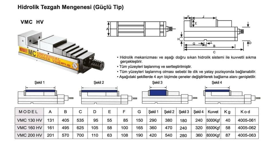 161X240 Hidrolik Mengene VMC-160HV