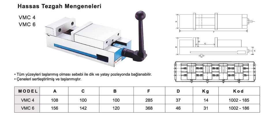 Hassas Taşlanmış Mengene VMC-6