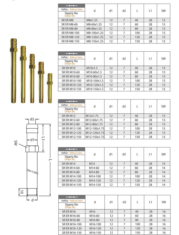 Hortum Girişli Rekor  (SR) M12 - 150