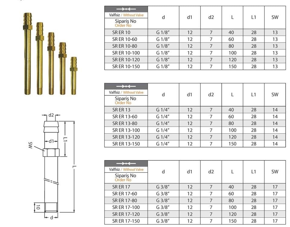 Hortum Girişli Rekor  (SR) M12 - 150