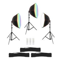 GDX RGB-BW-90 Renkli Işıklı 90cm Softbox 3'lü Set