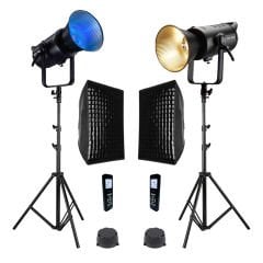 Gdx Exc-180RGB-II Rgb Led Video Işığı 2'li Full Set (Gridli 60x90 Softbox + 260 cm Kalın Işık Ayağı)