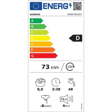 Samsung WW80T4020CX/AH 1200D/8Kg Çamaşır Makinesi