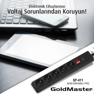 GOLDMASTER SP-411 BEŞLİ AKIM KORUMALI PRİZ 1.5MT 6522411