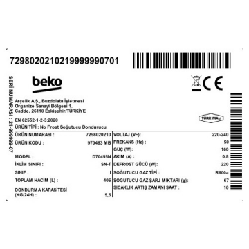 Beko 970463 MB Çift Kapılı No Frost Buzdolabı