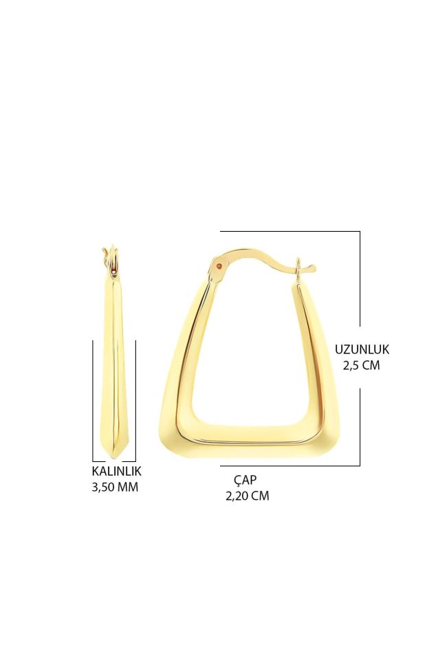 Moom Mücevherat Altın Küpe 14 Ayar Altın Üçgen Küpe-2,50 CM