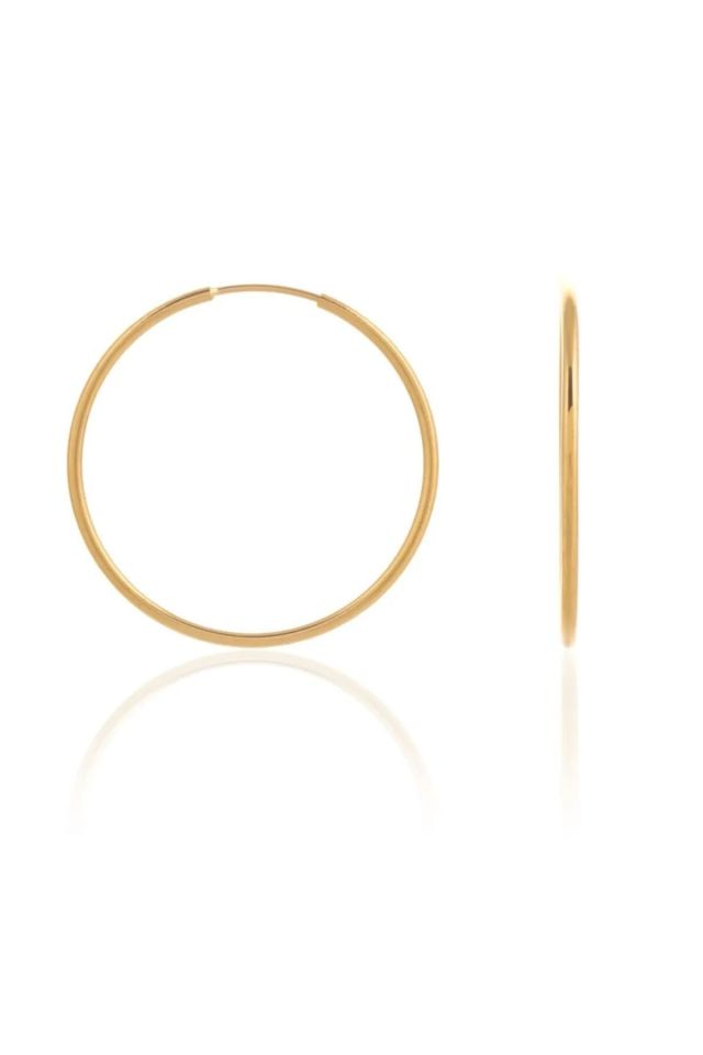 Moom Mücevherat Kadın İtalyan Halka Küpe 14 Ayar Altın (3 cm)