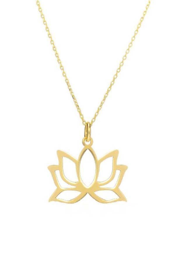 Moom Mücevherat Kadın 14 Ayar Altın Lotus Çiçeği Kolye