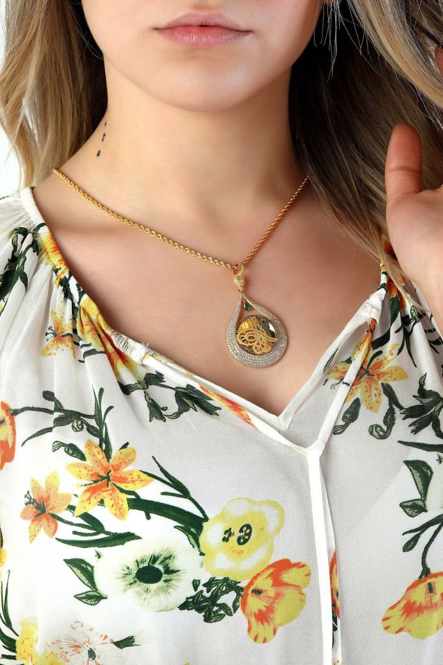 Moom Mücevherat Kadın 14 Ayar Altın Damla Model Osmanlı Tuğrası
