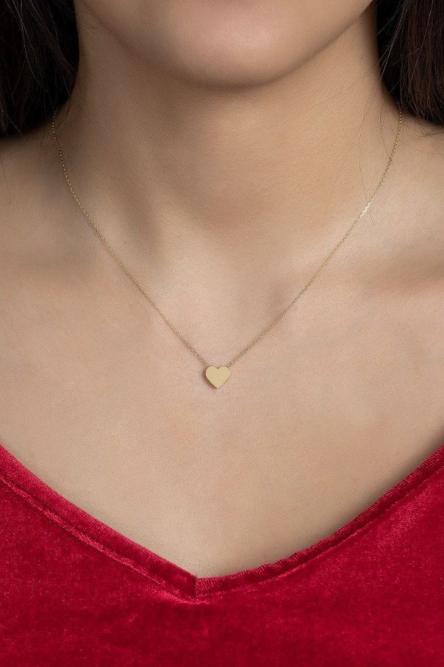 Moom Mücevherat Kadın 14 Ayar Altın Kalpli Kolye