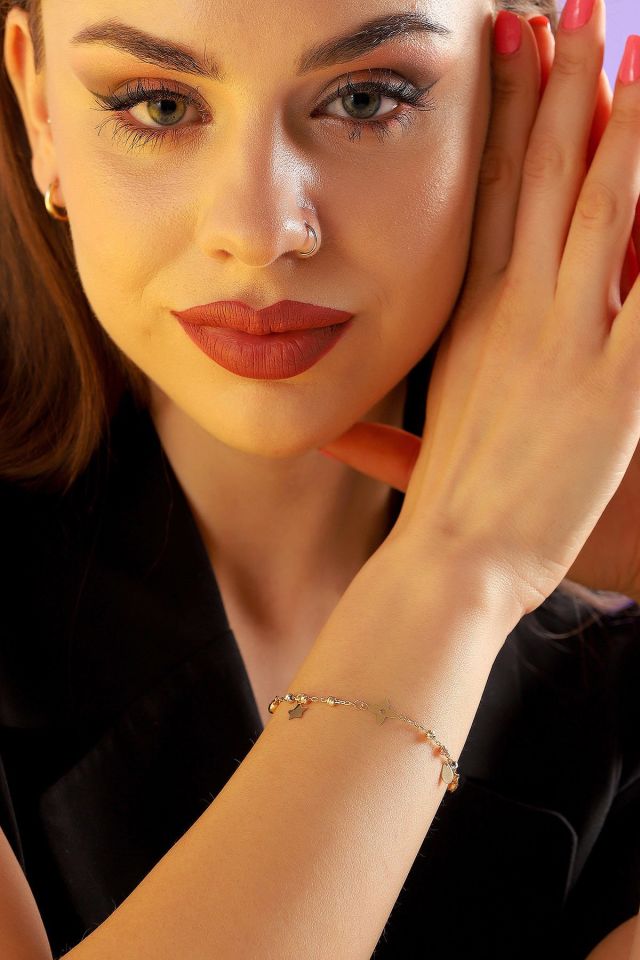 Moom Mücevherat Kadın 14 Ayar Altın Üç Renk Dorikalı Şans Bilekliği