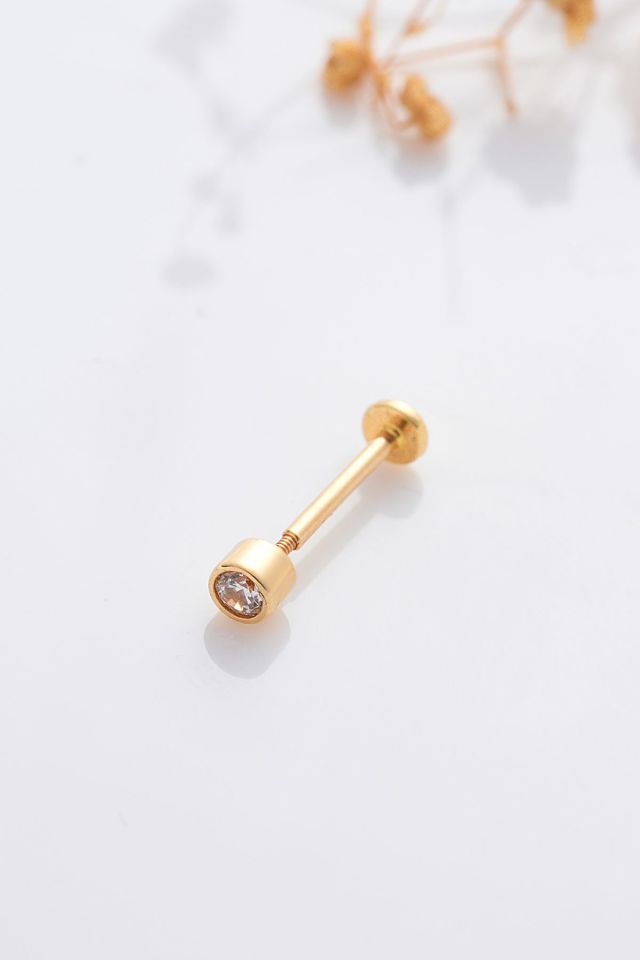 MOOM MÜCEVHERAT 14 Ayar Altın Tragus Küpe Sıvama TekTaş Vidalı