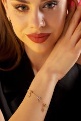 Moom Mücevherat Kadın 14 Ayar Altın Üç Renk İtalyan Uzatma Zincirli Şans Bilekliği