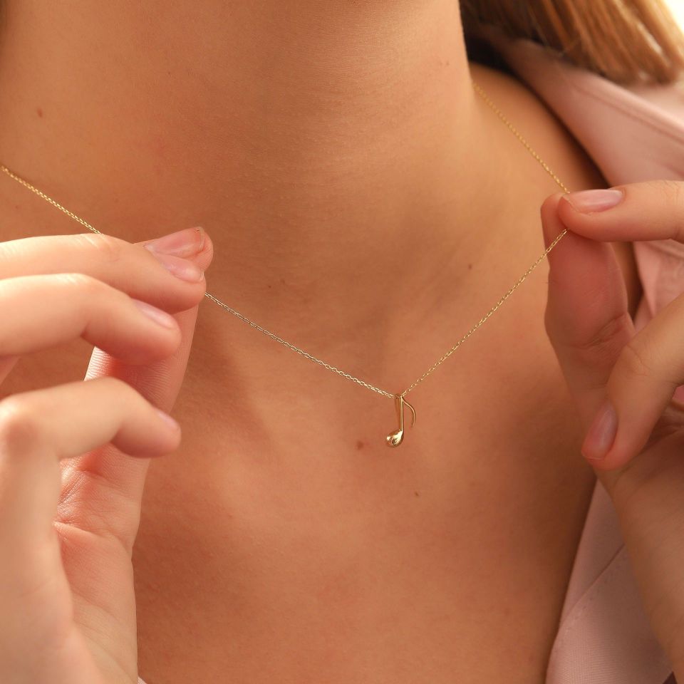 Moom Mücevherat Kadın 14 Ayar Altın Nota Kolye ''45 cm''