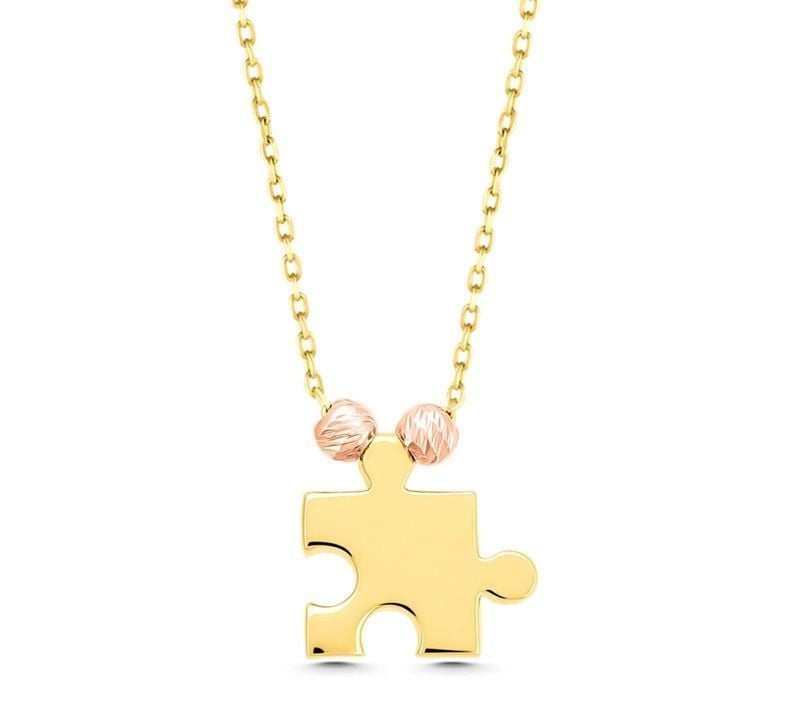 Moom Mücevherat Kadın 14 Ayar Altın Puzzle Kolye ''45 cm''