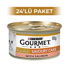 Gourmet Gold Savoury Cake Somonlu Konserve Yetişkin Kedi Maması 85 Gr x 24 Adet