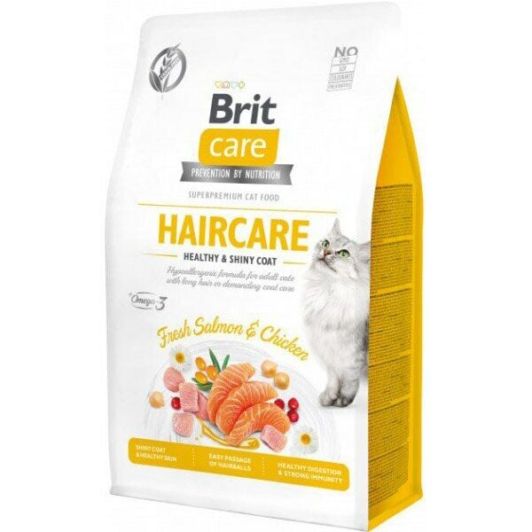 Brit Care Hipoalerjenik Haircare Tavuk ve Somonlu Tahılsız Deri ve Tüy Bakım Kedi Maması 2 Kg