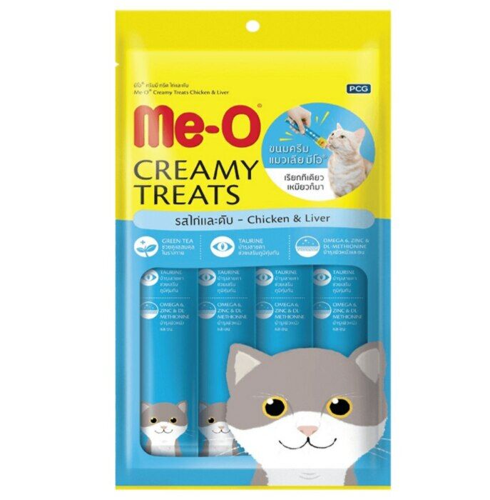 Me-O Creamy Treats Tavuklu ve Ciğerli Kedi Ödülü 4 x 15 Gr